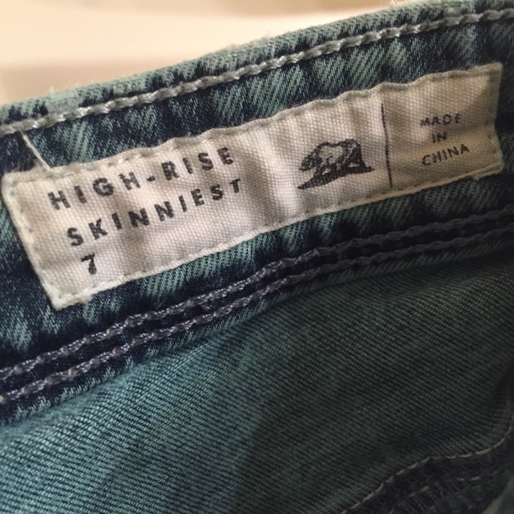 🌴 Teal Acid Wash Skinny Jeans - Picture 4 of 5